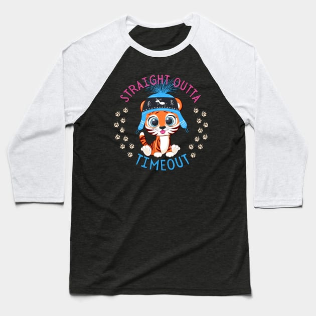 Straight Outta Timeout Cute and Smart Cookie Sweet little tiger in a hat cute baby outfit Baseball T-Shirt by BoogieCreates